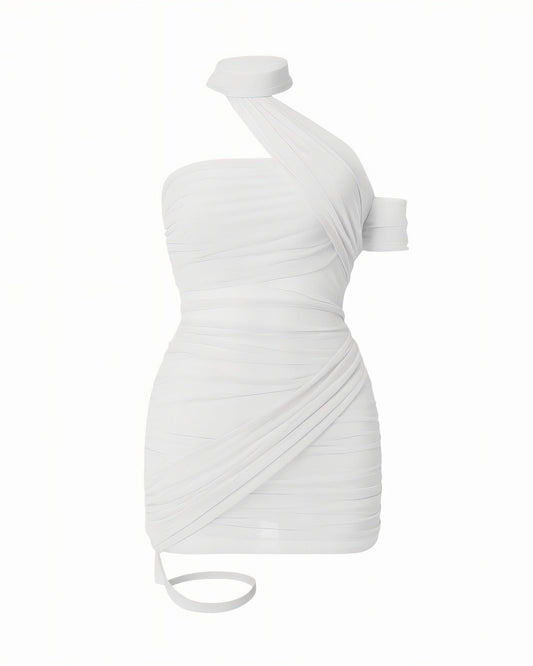 NEW Draped Mesh Mini Dress